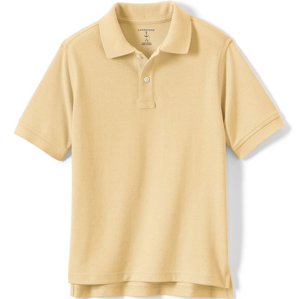 Lands' End Boys School Uniform SS Mesh Polo, Maize, NWT